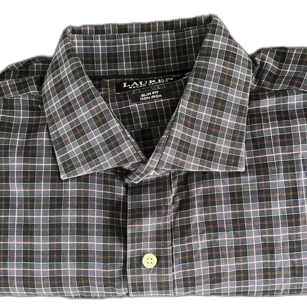 Polo‎ Ralph Lauren Men's Long Sleeve Cotton Blue Check Dress Shirt 16.5 32/33